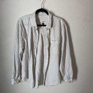 Green and White Classic Pinstripe Cotton Button Down Shirt
